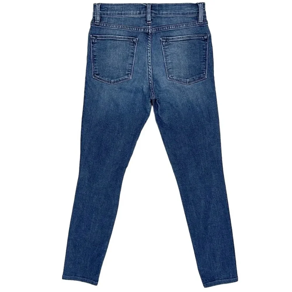 Frame Le High Rise Distressed Skinny Jeans in Endell Dark Wash Denim Size 26